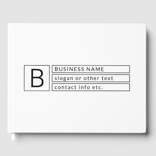 Stylish Monogram & Business Name (or other text) Guest Book (Front)