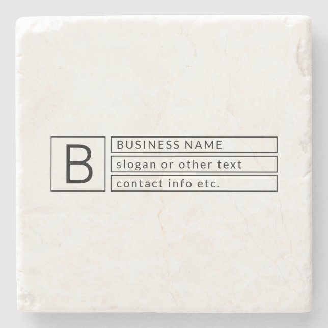 Stylish Monogram & Business Name (or other text) Stone Coaster (Front)