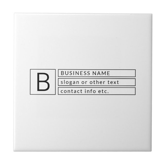 Stylish Monogram & Business Name (or other text) Tile (Front)
