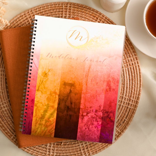Stylish Monogram Colorblock Iridescent Notebook (Creator Uploaded)