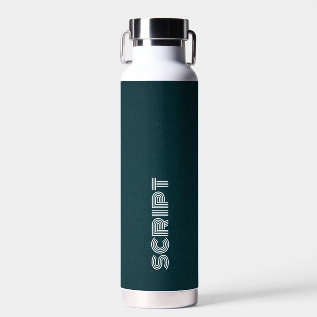 Stylish Monogram Dark Green Script Water Bottle (Front)