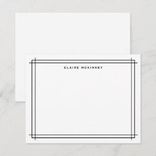 Stylish Monogram Double Border Black White Chic Card