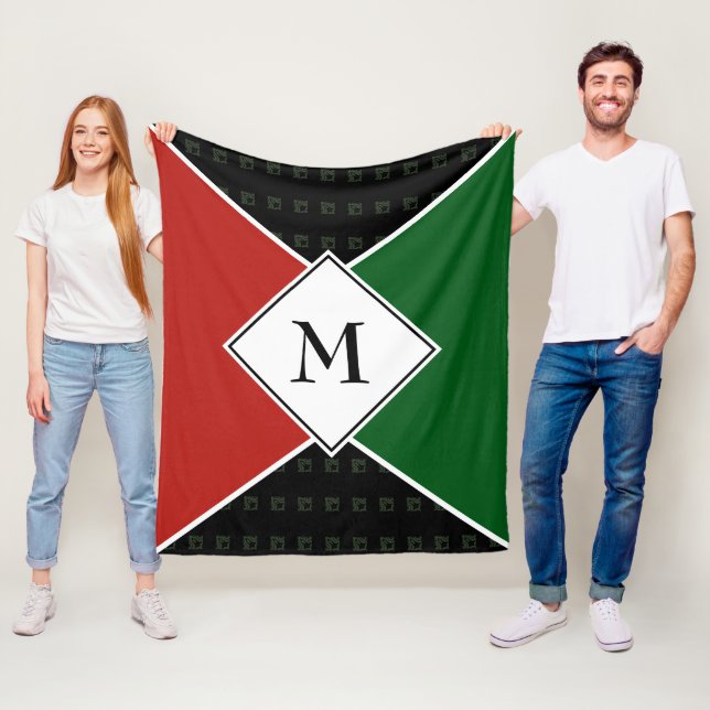 Stylish MONOGRAM Geometric | Pan African Colours Fleece Blanket (In Situ)