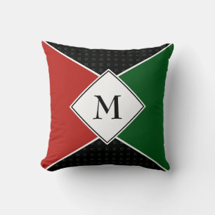 Stylish MONOGRAM Geometric   Pan African Colours Throw Pillow