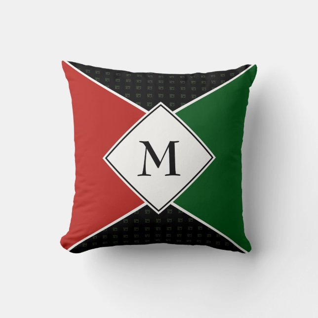 Stylish MONOGRAM Geometric | Pan African Colours Throw Pillow (Front)