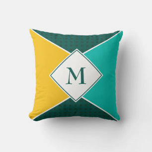 Stylish MONOGRAM Geometric Summer Colours Throw Pillow