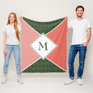 Stylish MONOGRAM Geometric Watermelon Colours Fleece Blanket
