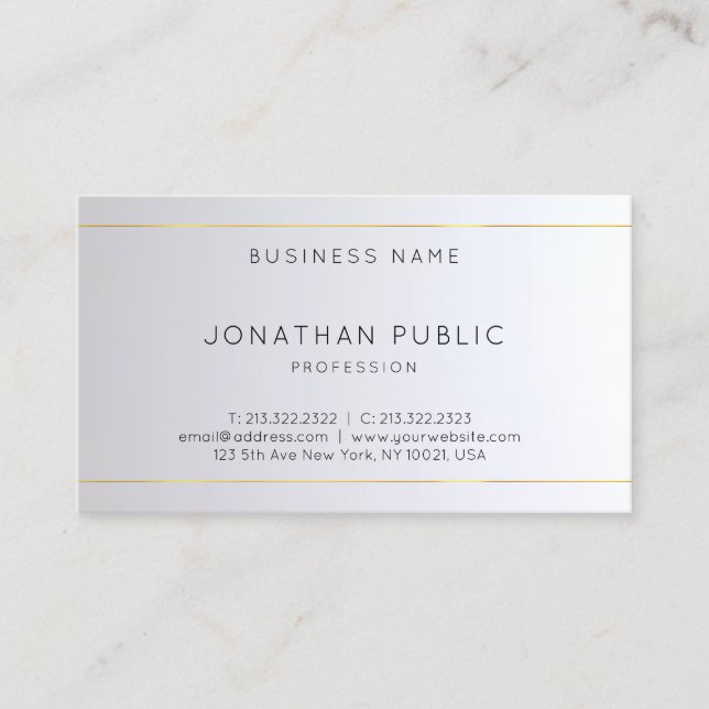 Stylish Monogram Gold Silver Elegant Template Business Card (Front)