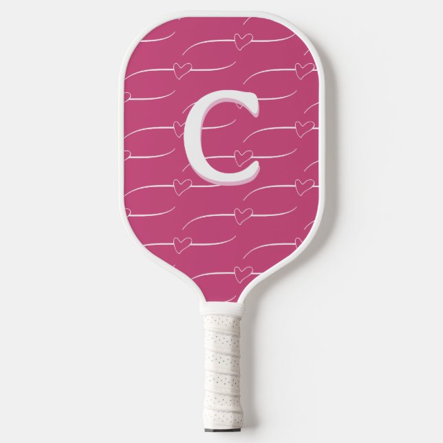 Stylish Monogram Heart Pattern Pickleball Paddle (Front)