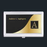 Stylish Monogram in Black and Gold Business Card Holder<br><div class="desc">Professional Business Card Holders. ✔NOTE: ONLY CHANGE THE TEMPLATE AREAS NEEDED! 😀 If needed, you can remove the text and start fresh adding whatever text and font you like. 📌If you need further customization, please click the "Click to Customize further" or "Customize or Edit Design" button and use our design...</div>