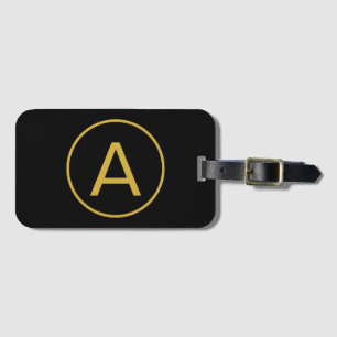 Stylish Monogram Initial Letter Gold Colour Black Luggage Tag