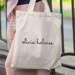 Stylish Monogram | Modern Minimal Typography Name Tote Bag<br><div class="desc">A simple stylish custom monogram design in an informal casual handwritten script typography in striking monochrome black and white. The monogram can easily be personalized to make a design as unique as you are! The perfect trendy bespoke gift or accessory for any occasion.</div>