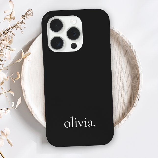 Stylish Monogram Modern Minimalist Black White Case-Mate iPhone Case (Creator Uploaded)