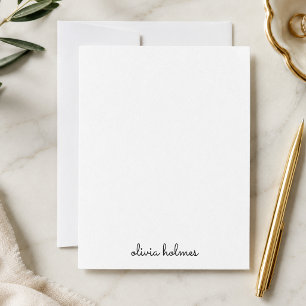 Stylish Monogram Modern Minimalist White Script Card