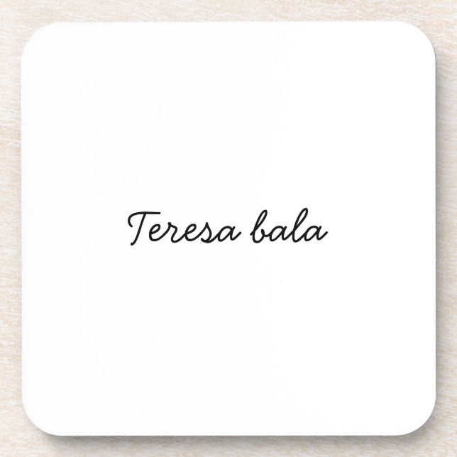 Stylish Monogram Modern Minimalist White Script Coaster (Front)