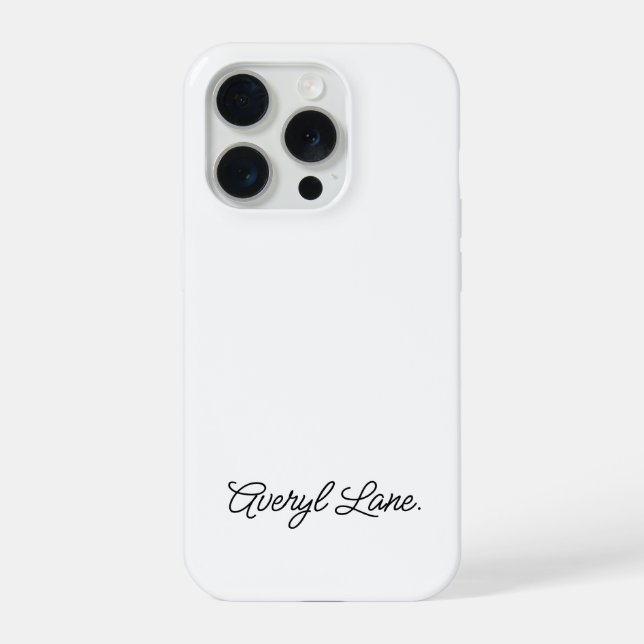 Stylish Monogram Modern Minimalist White Script iPhone Case (Back)
