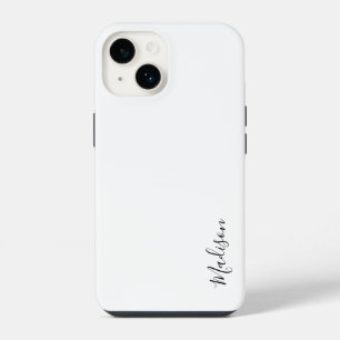 Stylish Monogram Modern Minimalist White Script iPhone 14 Case