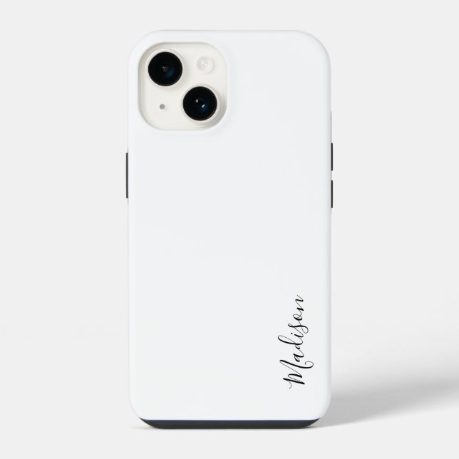 Stylish Monogram Modern Minimalist White Script iPhone Case (Back)