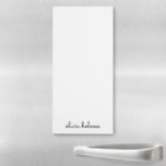 Stylish Monogram | Modern Minimalist White Script Magnetic Notepad<br><div class="desc">A simple stylish custom monogram design in an informal casual handwritten script typography in striking monochrome black and white. The monogram can easily be personalized to make a design as unique as you are! The perfect trendy bespoke gift or accessory for any occasion.</div>