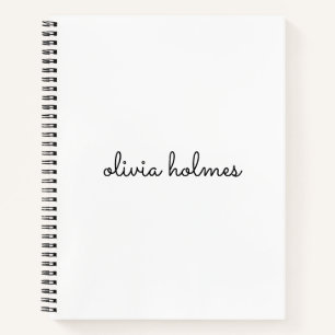 Stylish Monogram   Modern Minimalist White Script Notebook