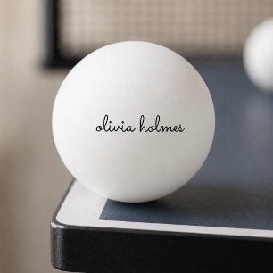 Stylish Monogram Modern Minimalist White Script Ping Pong Ball