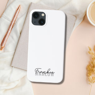 Stylish Monogram Modern Script Minimalist White Ca iPhone 13 Case
