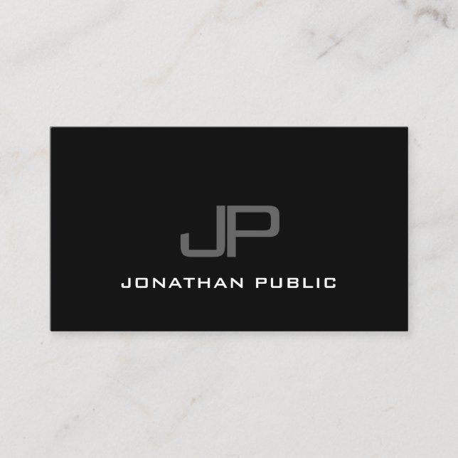 Stylish Monogram Modern Trendy Minimalist Plain Business Card (Front)