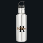 Stylish Monogram Name Initial Modern  710 Ml Water Bottle<br><div class="desc">Handsome Monogram Name Initial Modern Chic stainless steel water bottle. Black and Brown Stylish Monogram with custom Name & Initial Stainless Steel Drink Bottle  Makes a perfect gift for employees,  customers,  family,  students,  birthdays and any occasion!  This Zazzle template makes it easy to customize your own text.</div>