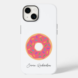 Stylish Monogram Name Script Simple Modern Doughnu Case-Mate iPhone 14 Case