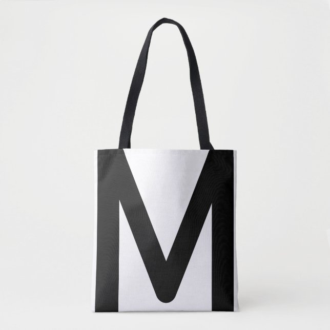 Stylish Monogram on Black and White Tote Bag (Front)