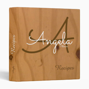 stylish monogram on wood, my recipes-book binder