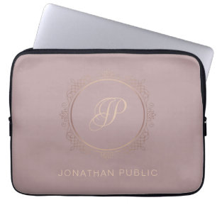 Stylish Monogram Personalized Trendy Template Laptop Sleeve