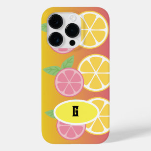Stylish Monogram Pink & Yellow  Case-Mate iPhone 14 Pro Case