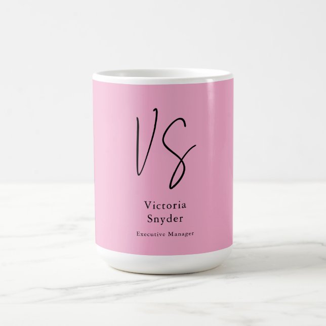 Stylish Monogram Professional Light Pink Coffee Mug (Center)