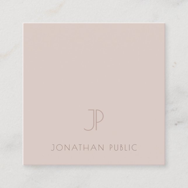 Stylish Monogram Simple Elegant Modern Minimalist Square Business Card (Front)