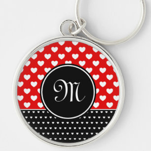Stylish Monogram, Striking Red And Black Keychain