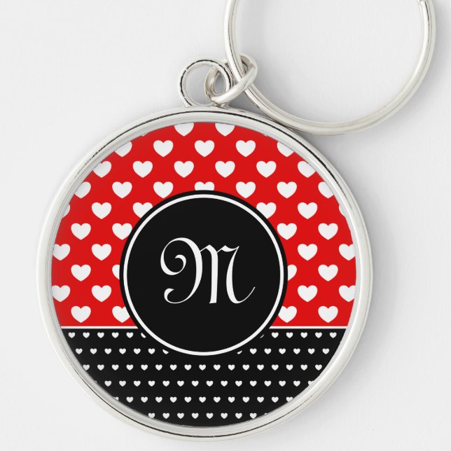 Stylish Monogram, Striking Red And Black Keychain (Front)