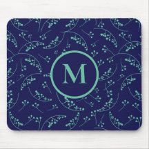 Stylish monogram turquoise teal berry pattern