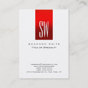 Stylish Monogram White Red Modern Business Card
