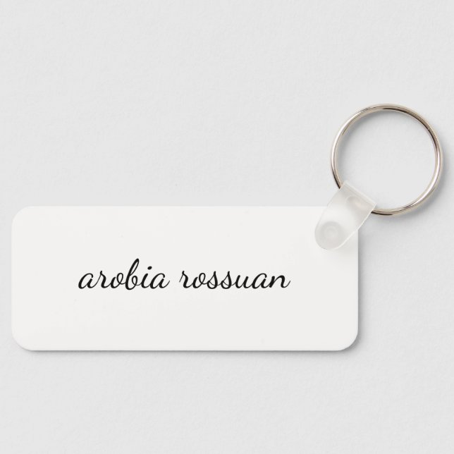 Stylish Monogram | White Script Personalized  Keychain (Front)