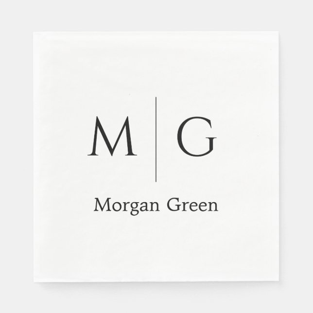 Stylish Monogram with Name Design White Napkin (Front)