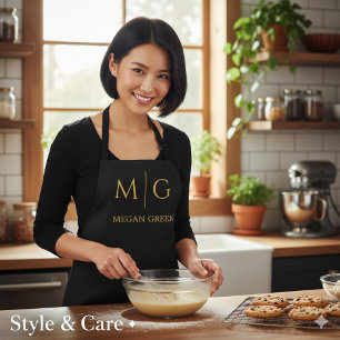 Stylish Monogram With Name Personalized Apron