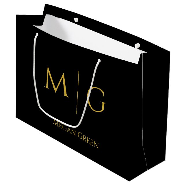 Stylish Monogram With Name Personalized Large Gift Bag (Front Angled)