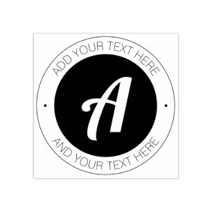 Stylish Monogram with text or Add Logo Rubber Stamp