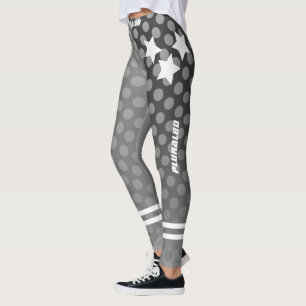 Stylish monogrammed grey dots pattern workout leggings