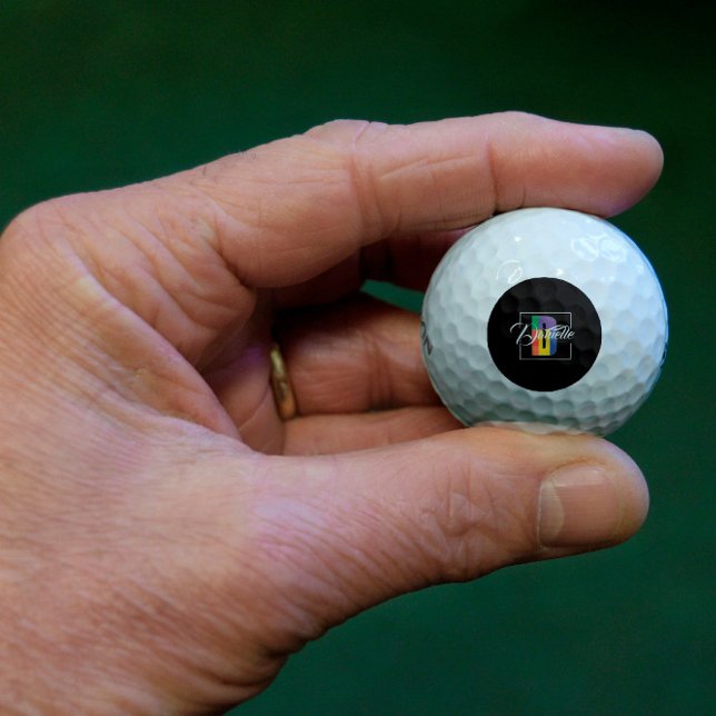 Stylish monogrammed initial coloured letter D blac Golf Balls (Creator Uploaded)