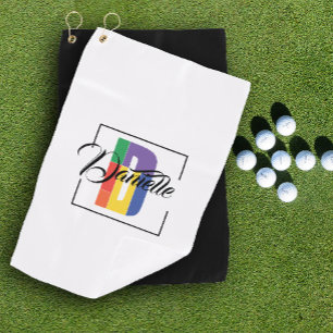 Stylish monogrammed initial coloured letter D whit Golf Towel