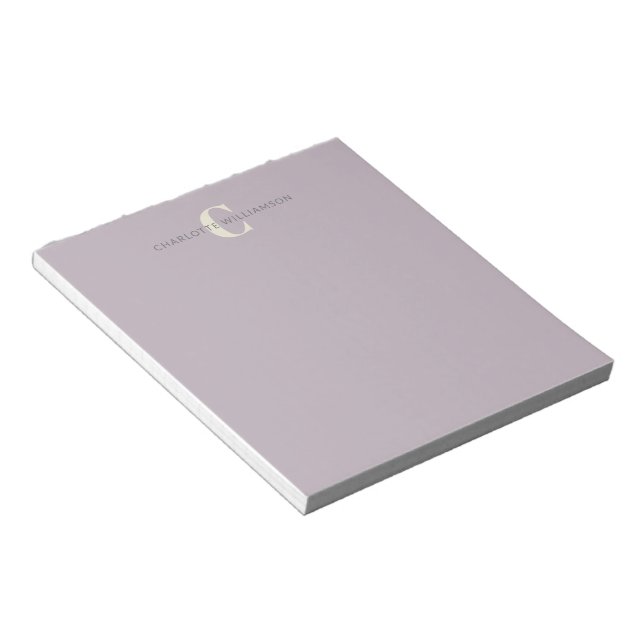 Stylish Monogrammed Name Chic Dusty Lilac Notepad (Angled)
