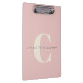 Stylish Monogrammed Name Professional Blush Pink Clipboard (Right)