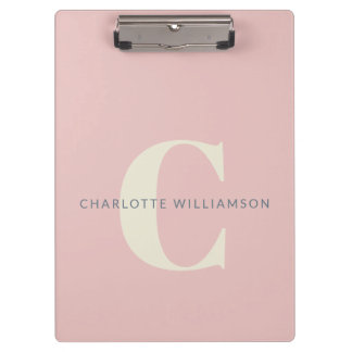 Stylish Monogrammed Name Professional Blush Pink Clipboard